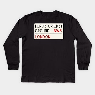Lords Cricket Ground Road Sign Kids Long Sleeve T-Shirt